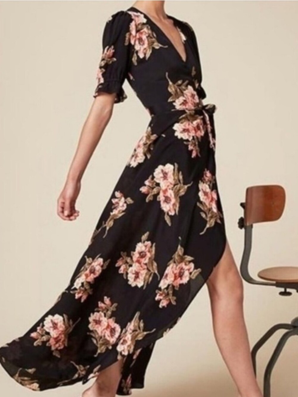 Reformation Addilyn Floral True Wrap Maxi Dress S